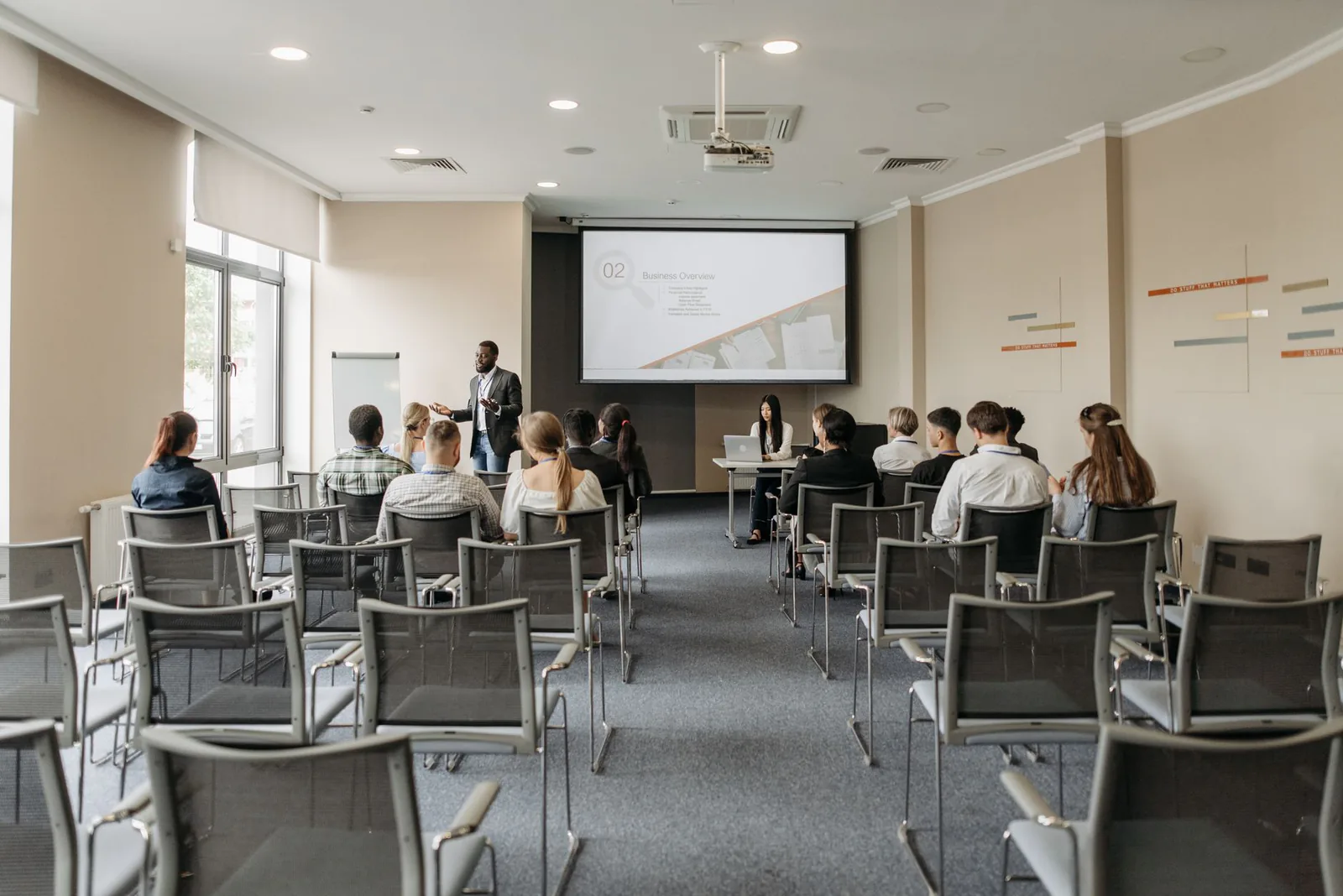 Business presentation and training session