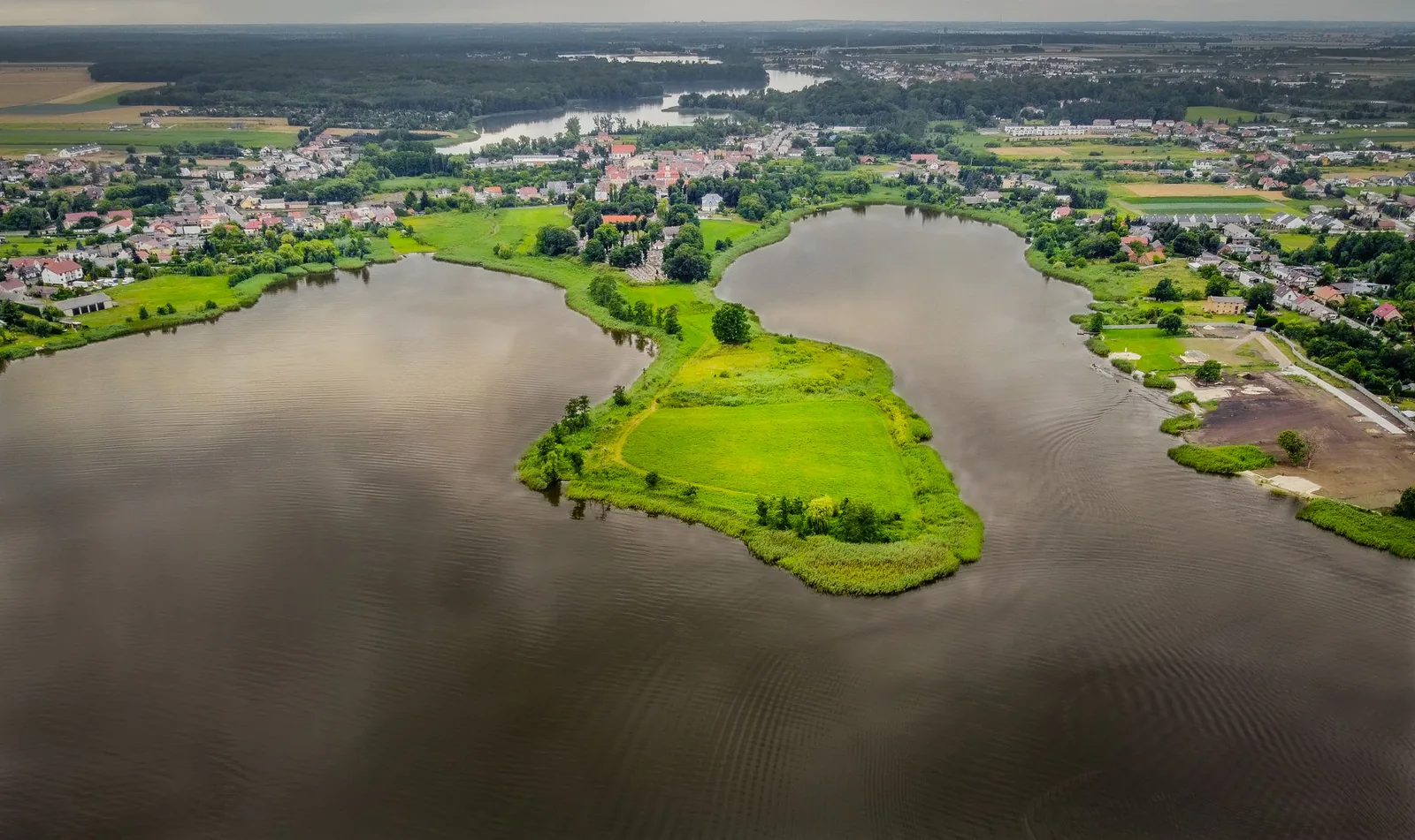 Polish lake aerial landscape
